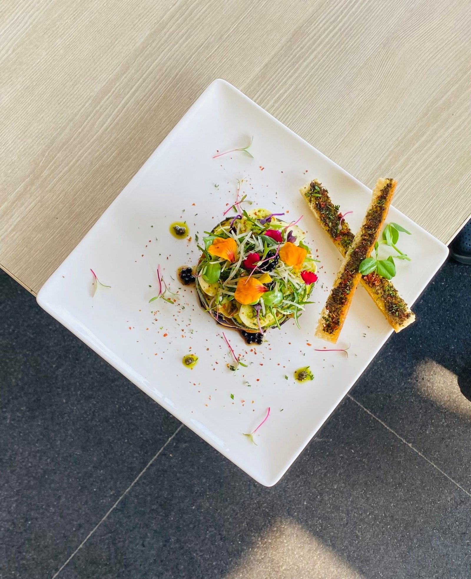 Restaurant plate with microgreens in Malta